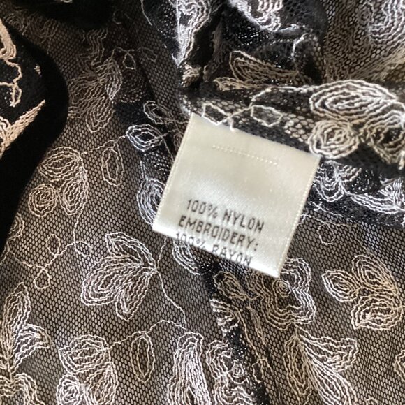 Talbots Womens Sheer Floral Embroidered Jacket Size 12 Black & White Nylon/Rayon - Picture 5 of 15